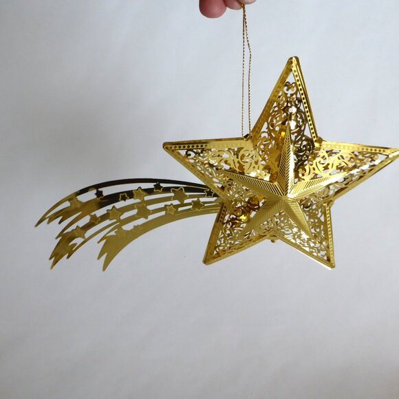 NEW VINTAGE 10.5” & 6” GOLD METAL SHOOTING STAR CHRISTMAS BETHLEHEM ORNAMENT LOT - Picture 14 of 14